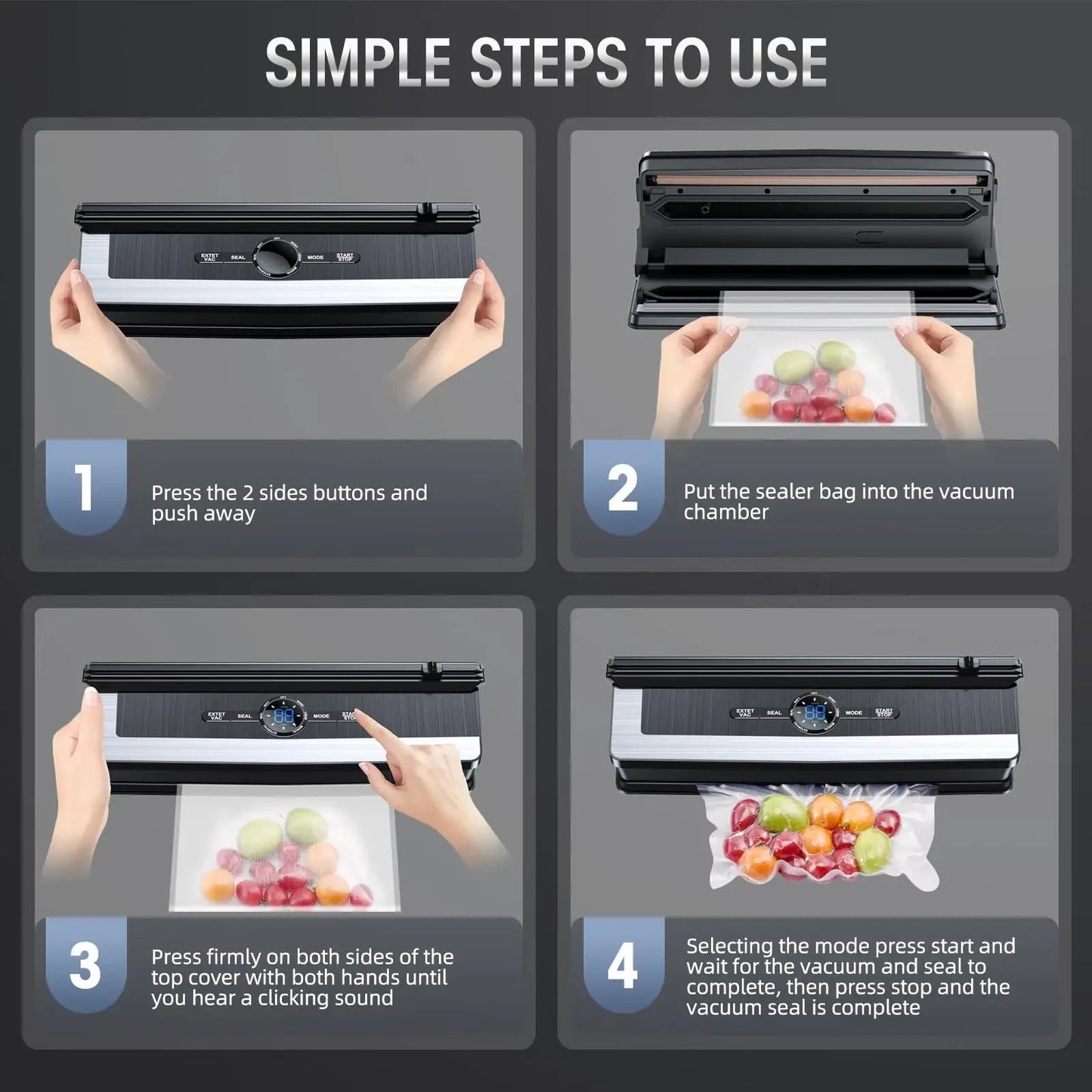 Vacuum Sealer Automatic Air Sealing Food Vacuum Sealer Machine for Dry and Moist Food 6 Modes with Build - in Cutter 5mm Heater - Tropical Treasures LTD