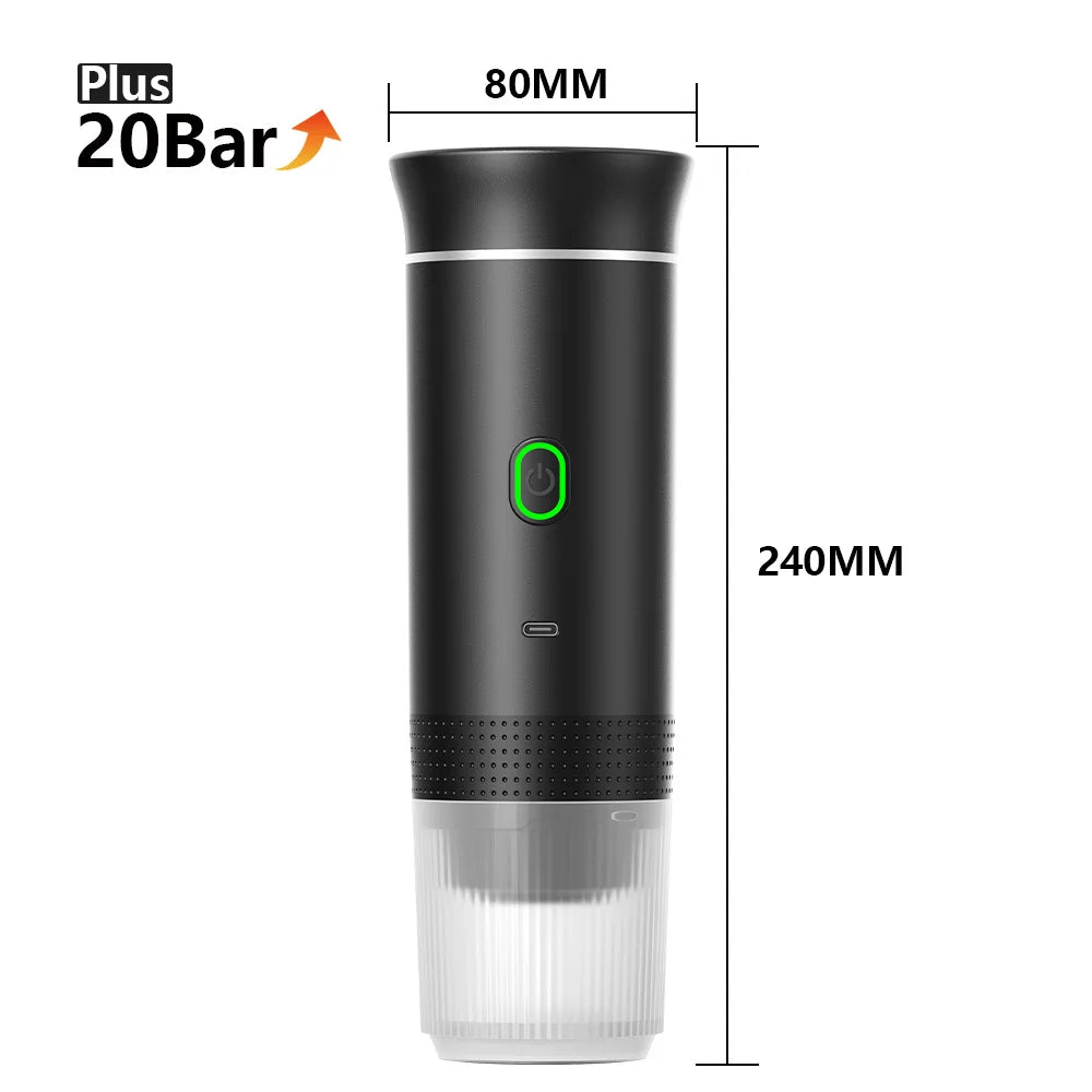 Wireless Electric Portable Espresso Coffee Machine for Car & Home Camping Coffee Maker 3 - in - 1 Capsule Powder Travel Coffee Maker - Tropical Treasures LTD