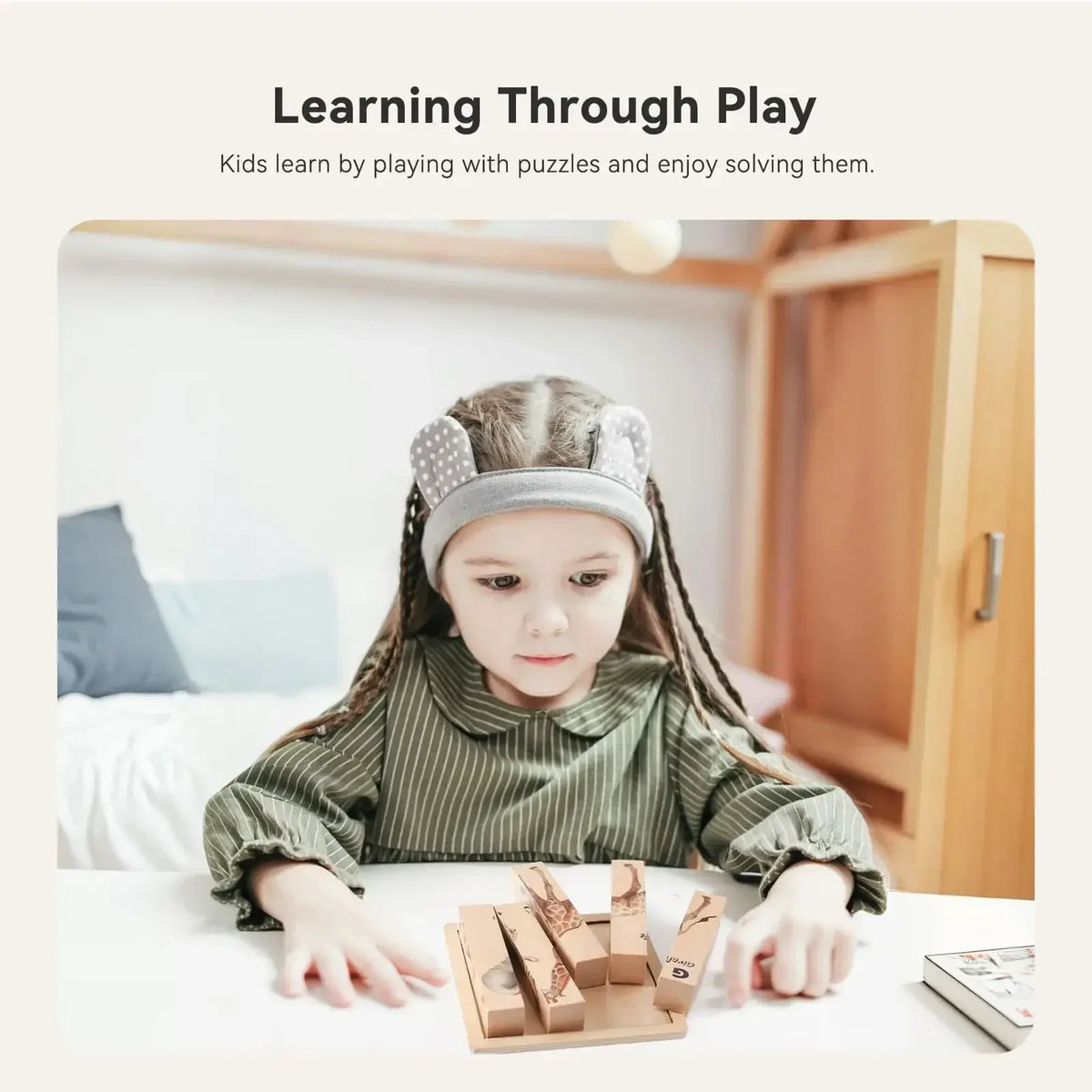 4 in 1 Wooden Animal Puzzles Baby Montessori Toys Educational Toy for Children Toddler Solid Wood Puzzle Blocks Kid Learning Toy