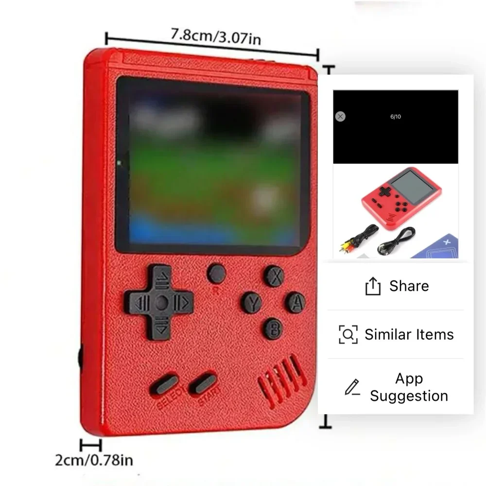 A Red Retro Classic Games Children's Handheld Small Game Console