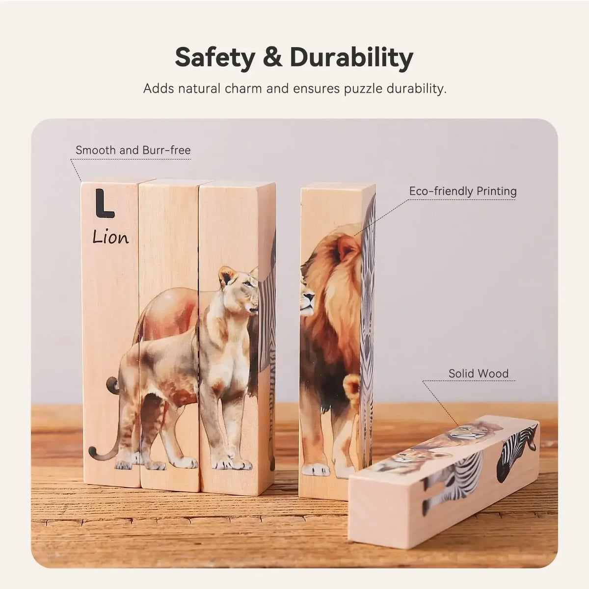 4 in 1 Wooden Animal Puzzles Baby Montessori Toys Educational Toy for Children Toddler Solid Wood Puzzle Blocks Kid Learning Toy
