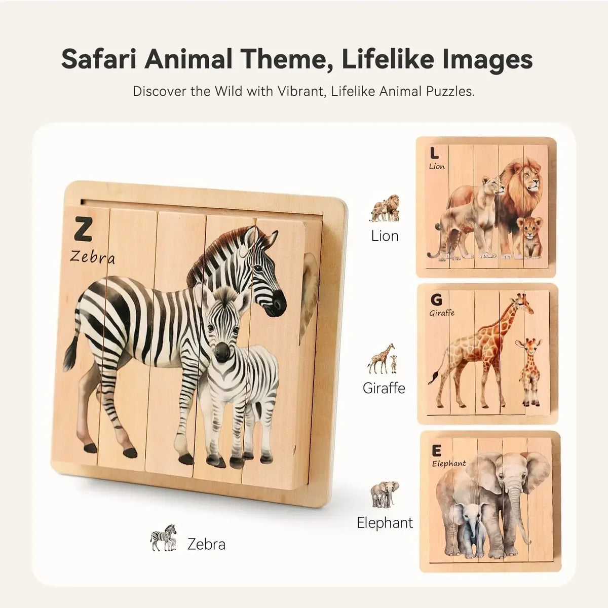 4 in 1 Wooden Animal Puzzles Baby Montessori Toys Educational Toy for Children Toddler Solid Wood Puzzle Blocks Kid Learning Toy