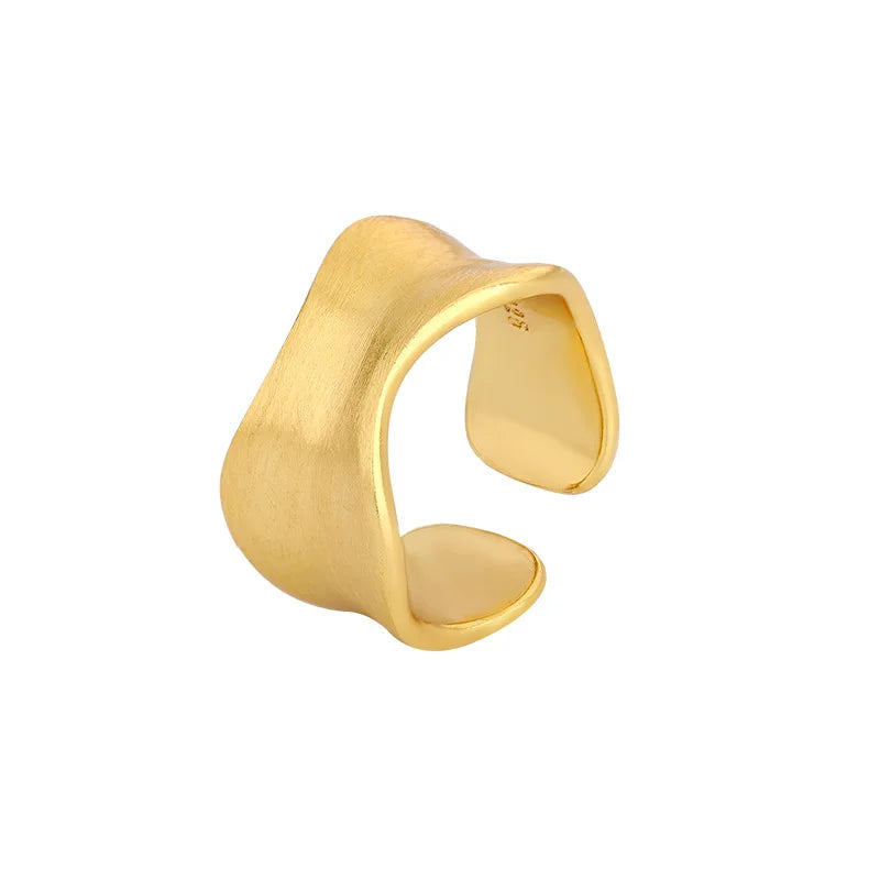 925 Sterling Silver simple Matte Finish Adjustable Rings Wedding Engagement Luxury Accessories Jewellery