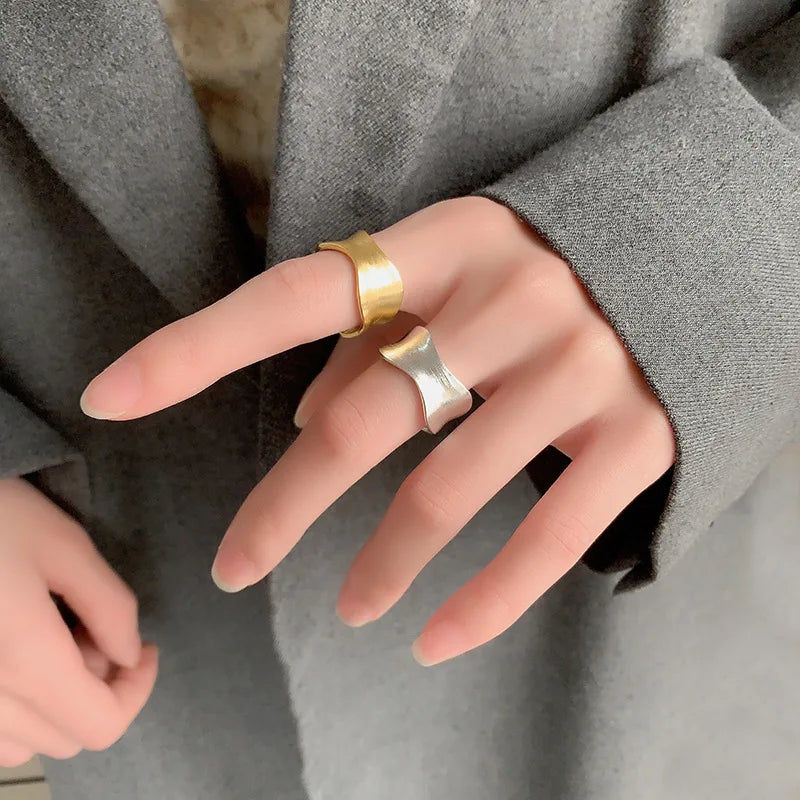 925 Sterling Silver simple Matte Finish Adjustable Rings Wedding Engagement Luxury Accessories Jewellery