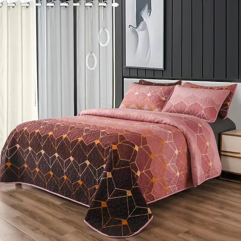 King Size Bedspread Set with Pillowcases Soft Breathable Flower Pattern Bedding for All Seasons Modern Style Quilted Microfiber - Tropical Treasures LTD