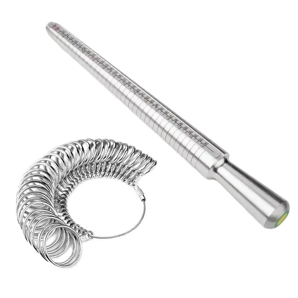 Metal Ring Sizer Mandrel Stainless Steel Finger Gauge Kit for Jewellery Sizing HK/US/JP/UK/EU Sizes Men Women Jewelry Measurement Tool - Tropical Treasures LTD