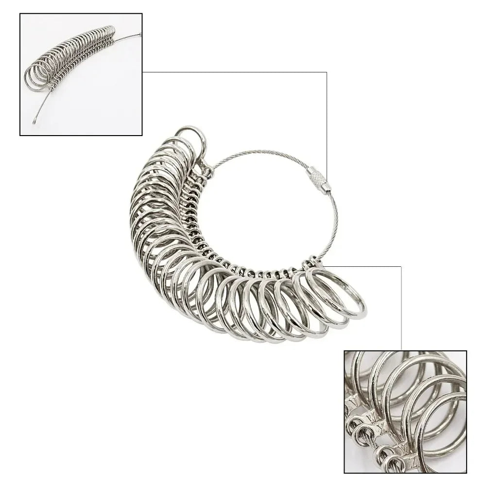 Metal Ring Sizer Mandrel Stainless Steel Finger Gauge Kit for Jewellery Sizing HK/US/JP/UK/EU Sizes Men Women Jewelry Measurement Tool - Tropical Treasures LTD