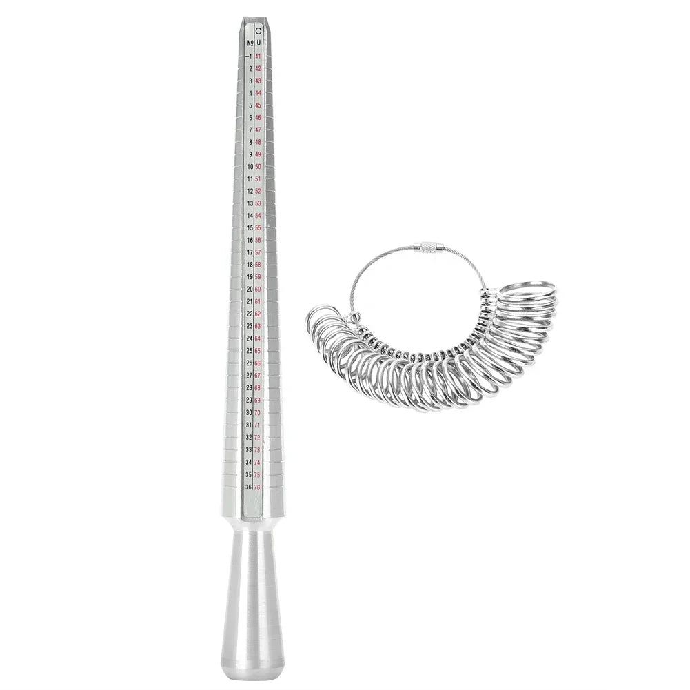 Metal Ring Sizer Mandrel Stainless Steel Finger Gauge Kit for Jewellery Sizing HK/US/JP/UK/EU Sizes Men Women Jewelry Measurement Tool - Tropical Treasures LTD