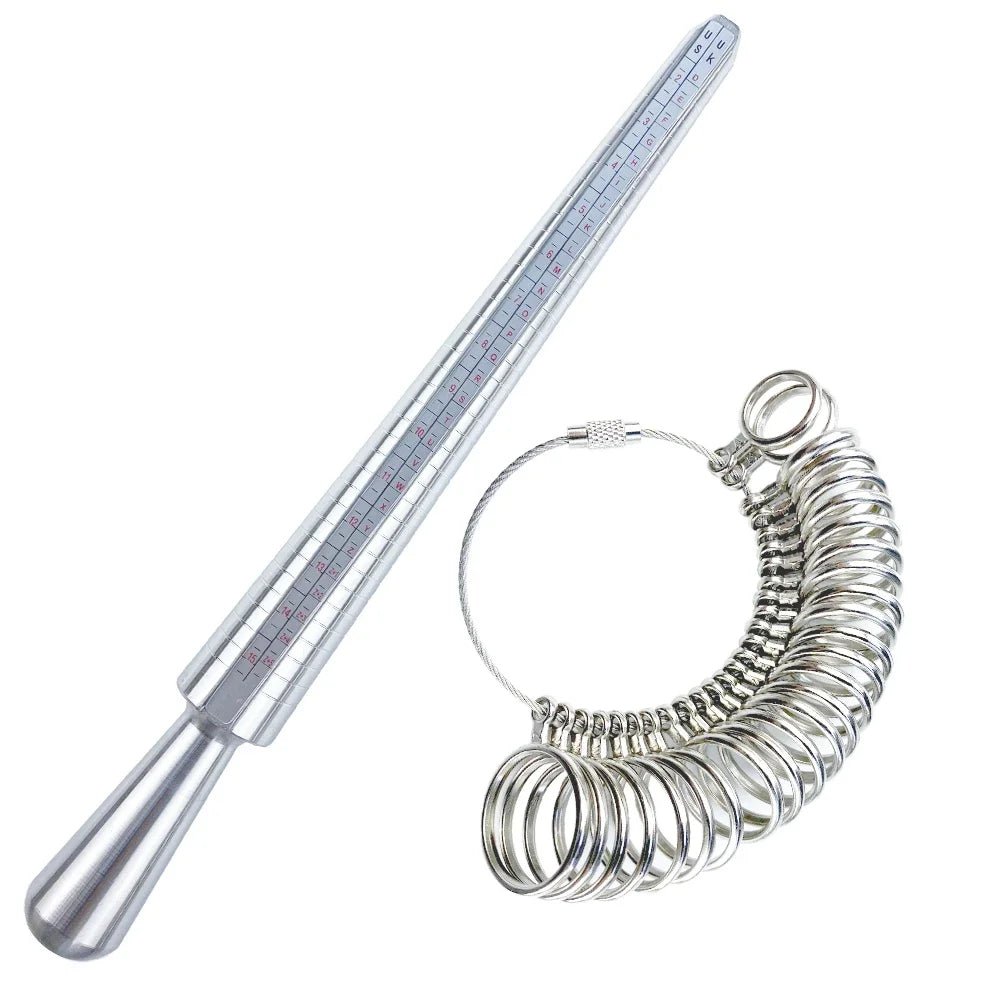 Metal Ring Sizer Mandrel Stainless Steel Finger Gauge Kit for Jewellery Sizing HK/US/JP/UK/EU Sizes Men Women Jewelry Measurement Tool - Tropical Treasures LTD