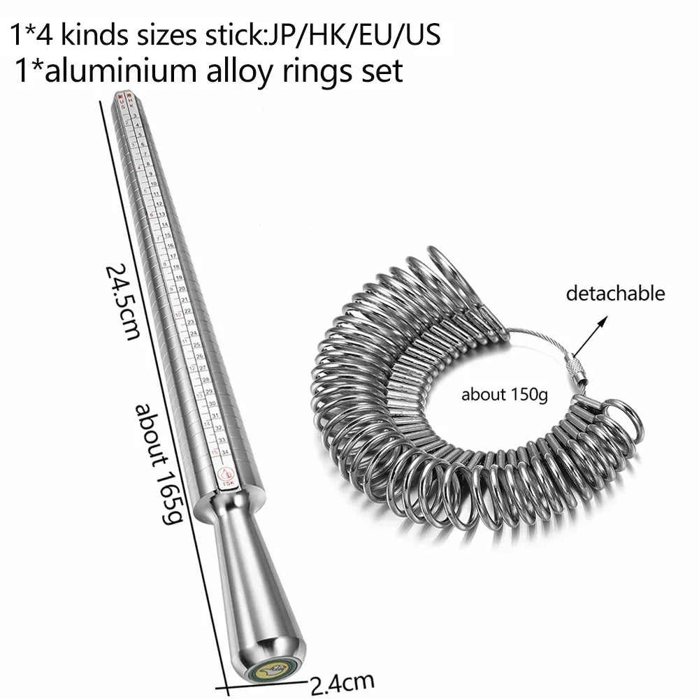 Metal Ring Sizer Mandrel Stainless Steel Finger Gauge Kit for Jewellery Sizing HK/US/JP/UK/EU Sizes Men Women Jewelry Measurement Tool - Tropical Treasures LTD