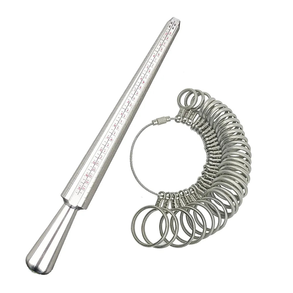 Metal Ring Sizer Mandrel Stainless Steel Finger Gauge Kit for Jewellery Sizing HK/US/JP/UK/EU Sizes Men Women Jewelry Measurement Tool - Tropical Treasures LTD