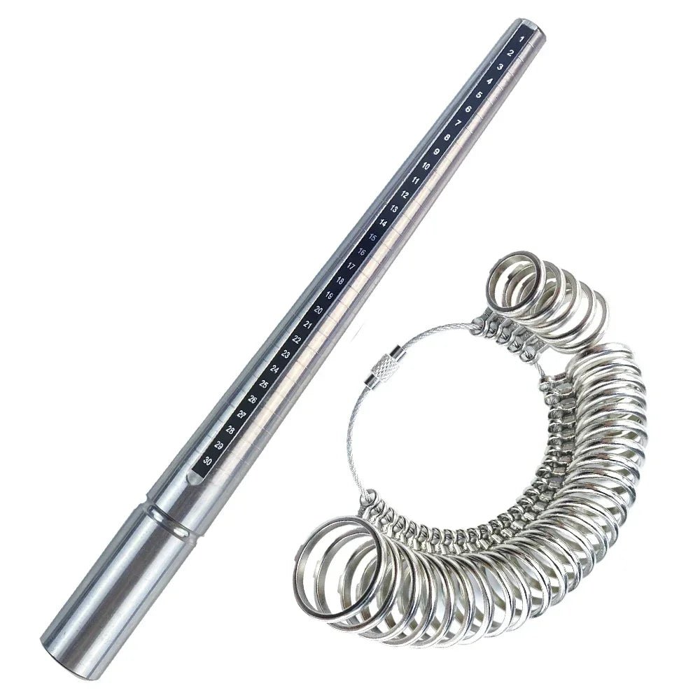 Metal Ring Sizer Mandrel Stainless Steel Finger Gauge Kit for Jewellery Sizing HK/US/JP/UK/EU Sizes Men Women Jewelry Measurement Tool - Tropical Treasures LTD