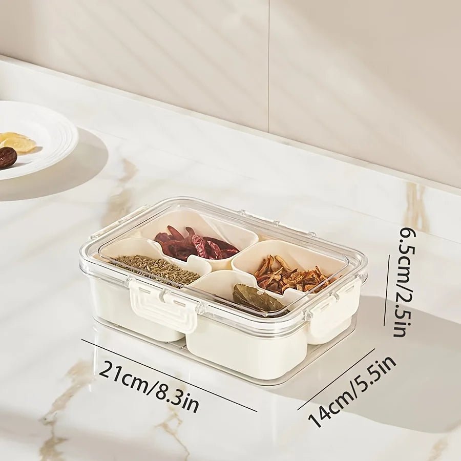 Divided Serving Tray with Lid , Food Storage Container, Snack Box, 8 Compartment Snack Containers, Fruit Storage Containers - Tropical Treasures LTD