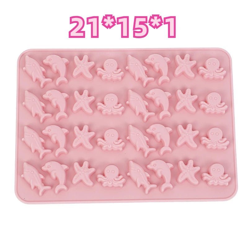 Mix Fruit Animal Silicone Chocolate Mold Rabbit Fish Fudge Candy Jelly Mould Geometry Heart Cake Decor Baking Set Ice Tray Gifts - Tropical Treasures LTD