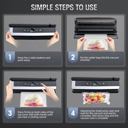 Vacuum Sealer Automatic Air Sealing Food Vacuum Sealer Machine for Dry and Moist Food 6 Modes with Build - in Cutter 5mm Heater - Tropical Treasures LTD