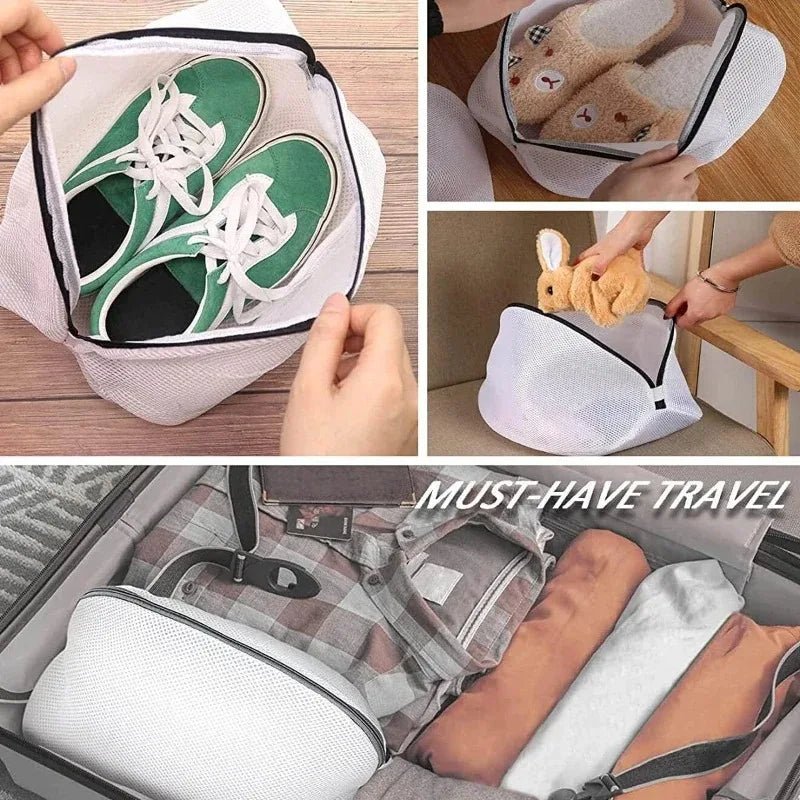 Mesh Laundry Bag with Zipper for Washing Machine Travel Shoe Storage Organizer Polyester Protective Clothing Box - Tropical Treasures LTD