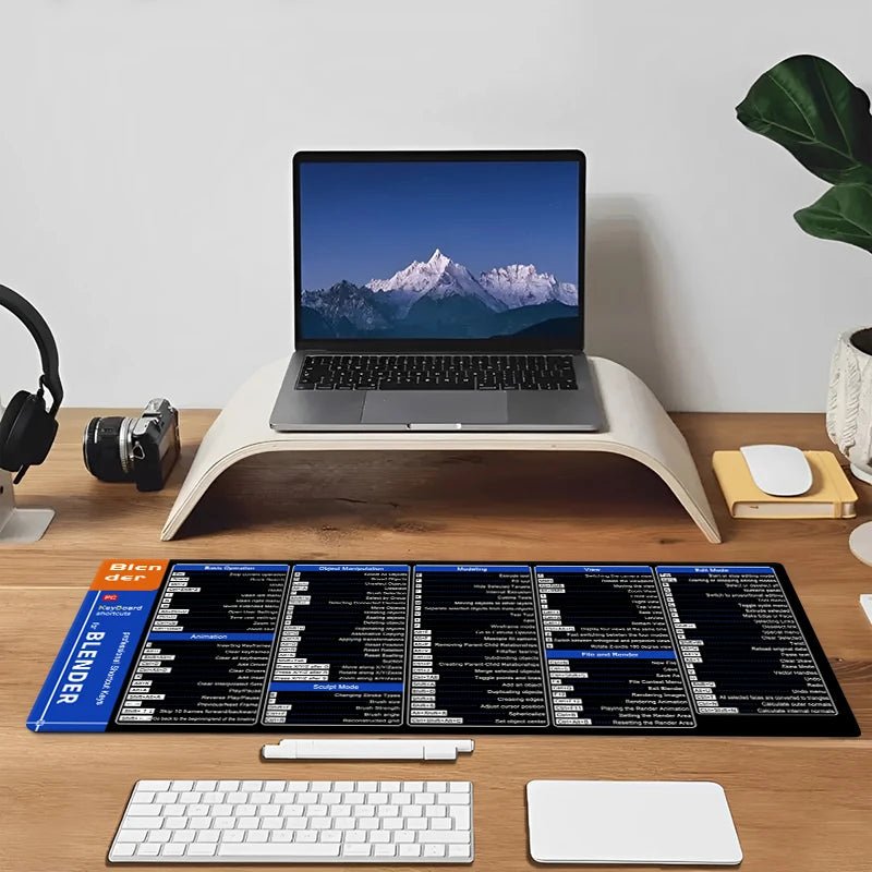 Large Blender Shortcuts Mouse Pad Cheat Sheet Professional Keyboard & Mousepad for Software Engineers Web AI Office Users - Tropical Treasures LTD