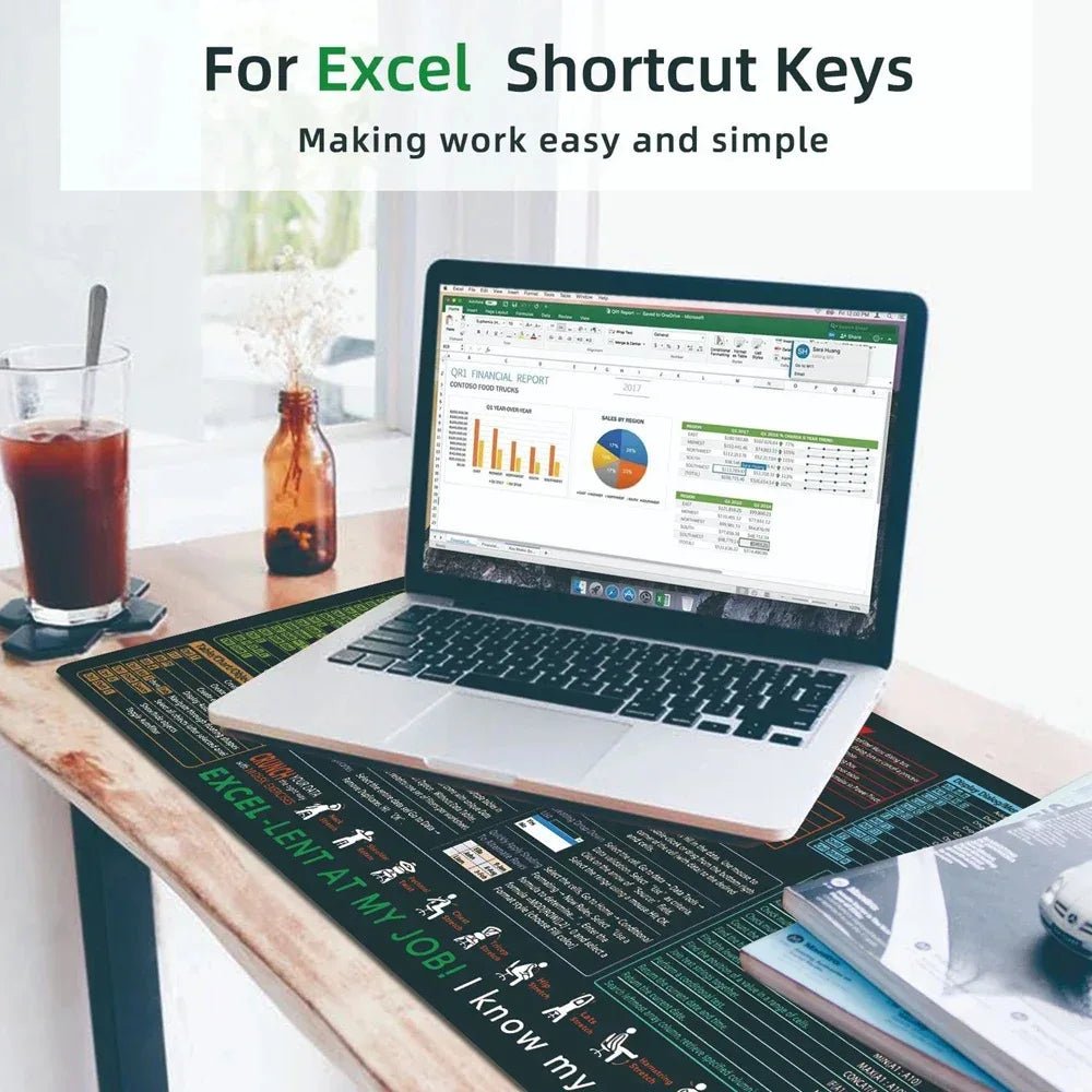 Large Extended Office Shortcuts Mouse Pad Non - Slip Rubber for Excel PowerPoint Word Gaming - Programmer Desk Mat - Tropical Treasures LTD