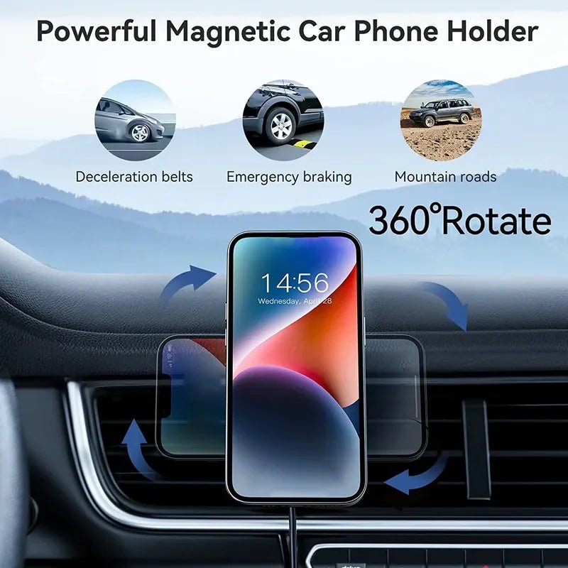 30W Magnetic Car Wireless Charger Air Vent Car Phone Holder Stand for iPhone 15 14 13 Pro Max 11 Fast Charging Station Car Mount - Tropical Treasures LTD