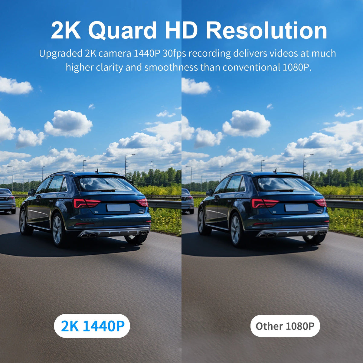 KAWA D6 Car DVR 2K 1440P Dash Cam with WiFi App Voice Control G Sensor Night Vision Hidden Dash Camera 145° View Angle - Tropical Treasures LTD