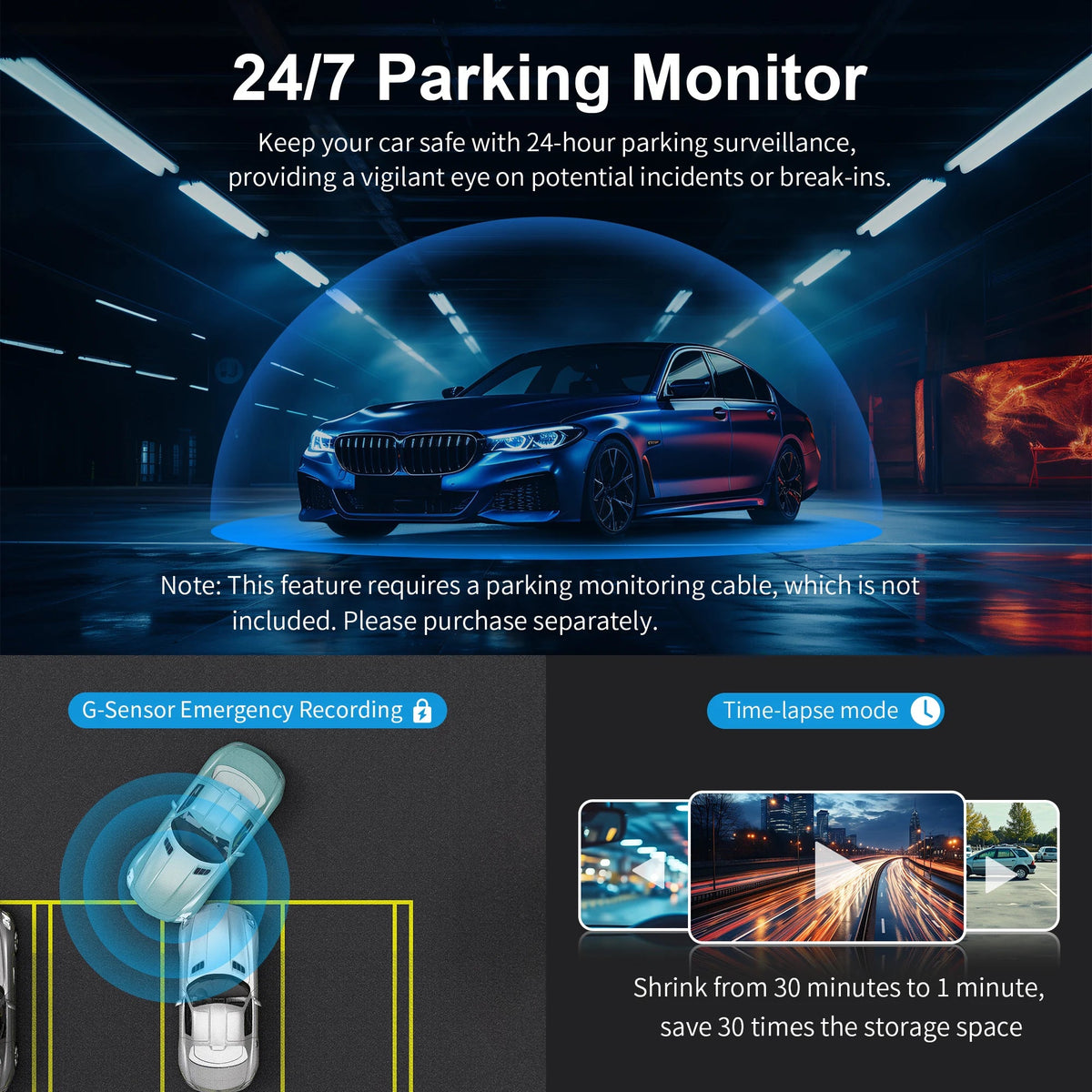 KAWA D6 Car DVR 2K 1440P Dash Cam with WiFi App Voice Control G Sensor Night Vision Hidden Dash Camera 145° View Angle - Tropical Treasures LTD