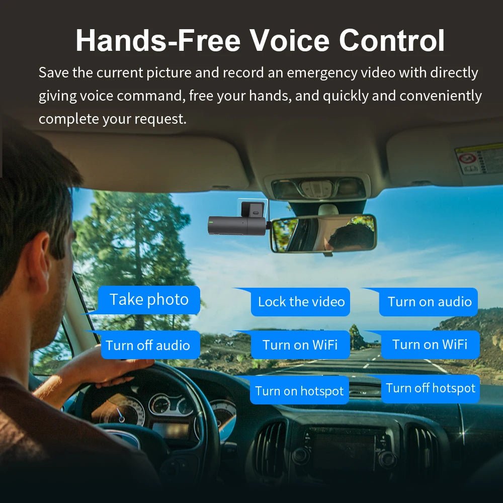 KAWA D6 Car DVR 2K 1440P Dash Cam with WiFi App Voice Control G Sensor Night Vision Hidden Dash Camera 145° View Angle - Tropical Treasures LTD