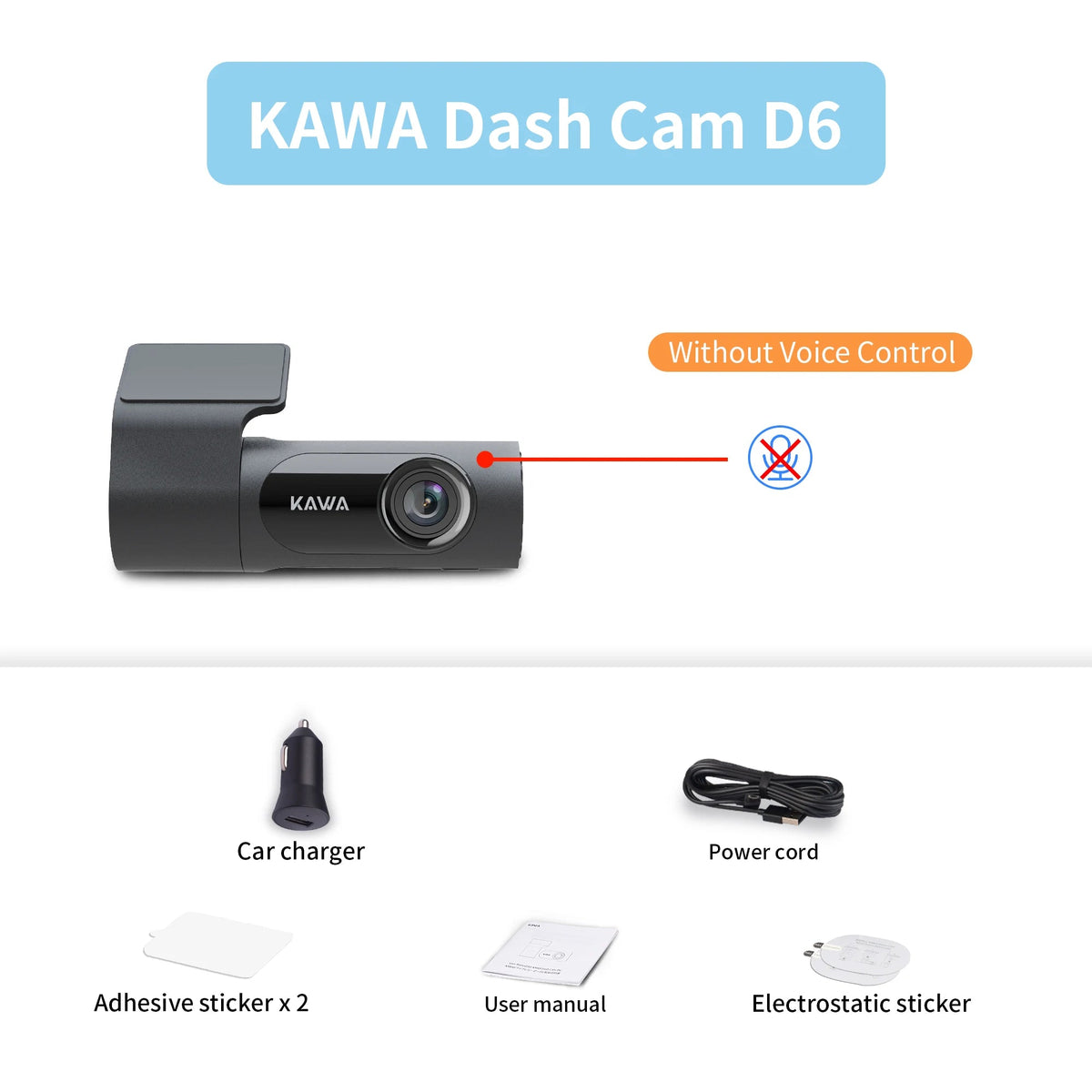 KAWA D6 Car DVR 2K 1440P Dash Cam with WiFi App Voice Control G Sensor Night Vision Hidden Dash Camera 145° View Angle - Tropical Treasures LTD
