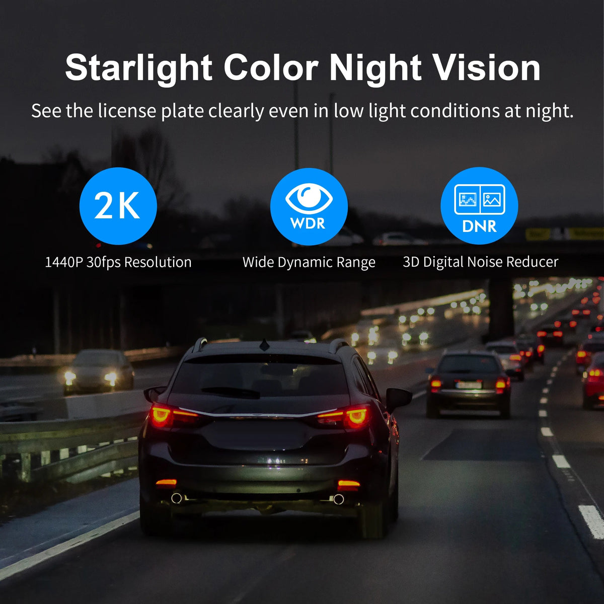 KAWA D6 Car DVR 2K 1440P Dash Cam with WiFi App Voice Control G Sensor Night Vision Hidden Dash Camera 145° View Angle - Tropical Treasures LTD