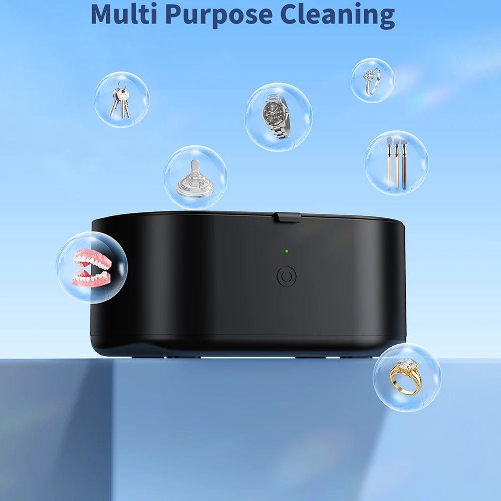 KUNPHY 600ml Ultrasonic Cleaner Black Wave Cleaning Machine for Jewelry Polishing Glasses Watches Razors Denture - Sonic Cleaner with USB - Tropical Treasures LTD