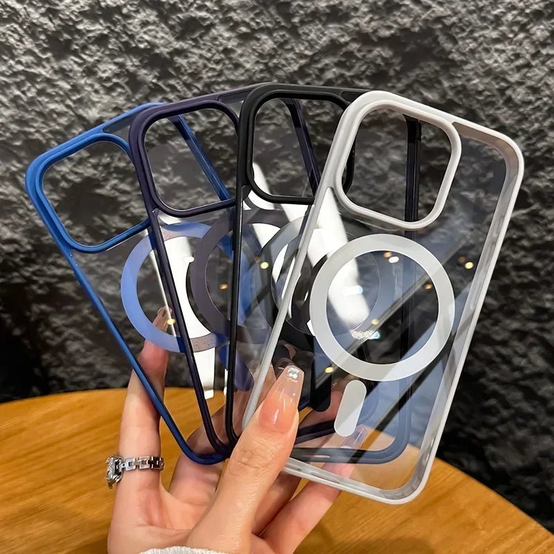 Luxury Shockproof Magnetic Clear iPhone Case - Magsafe Compatible Wireless Charging Compatible Dustproof Non - Slip Mobile Cover - Tropical Treasures LTD
