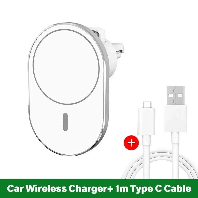 Magnetic Car Wireless Charger Macsafe for iPhone 12 13 14 15 Pro Max Air Vent Car Phone Holder Stand Fast Car Charging Station - Tropical Treasures LTD