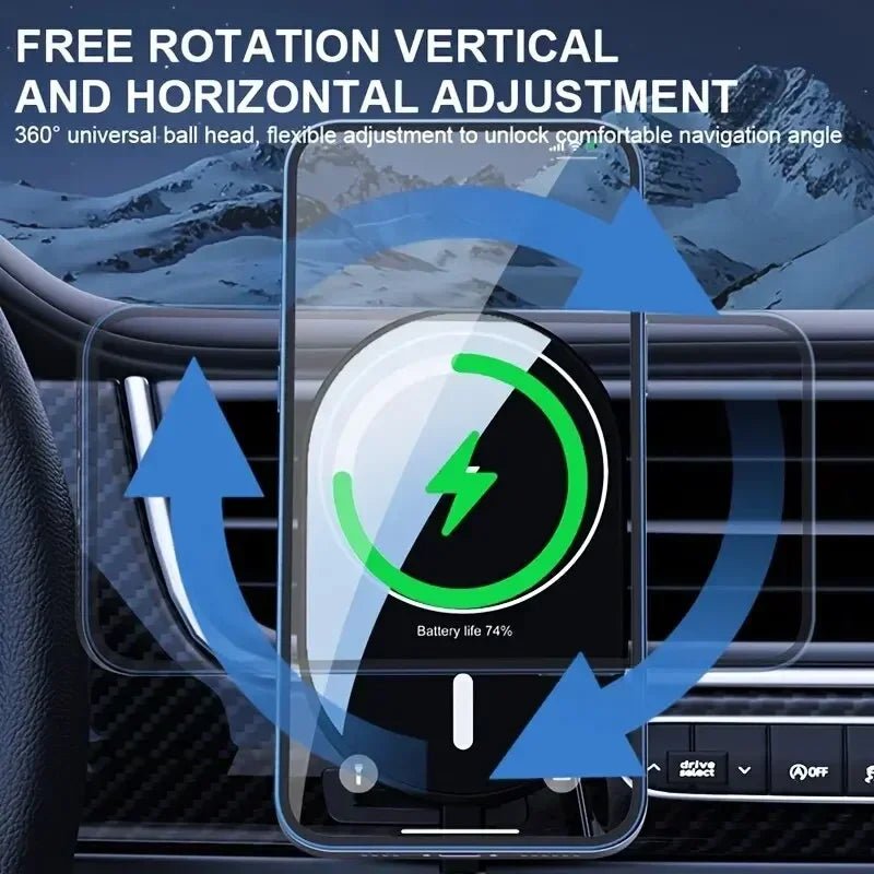 Magnetic Car Wireless Charger Macsafe for iPhone 12 13 14 15 Pro Max Air Vent Car Phone Holder Stand Fast Car Charging Station - Tropical Treasures LTD