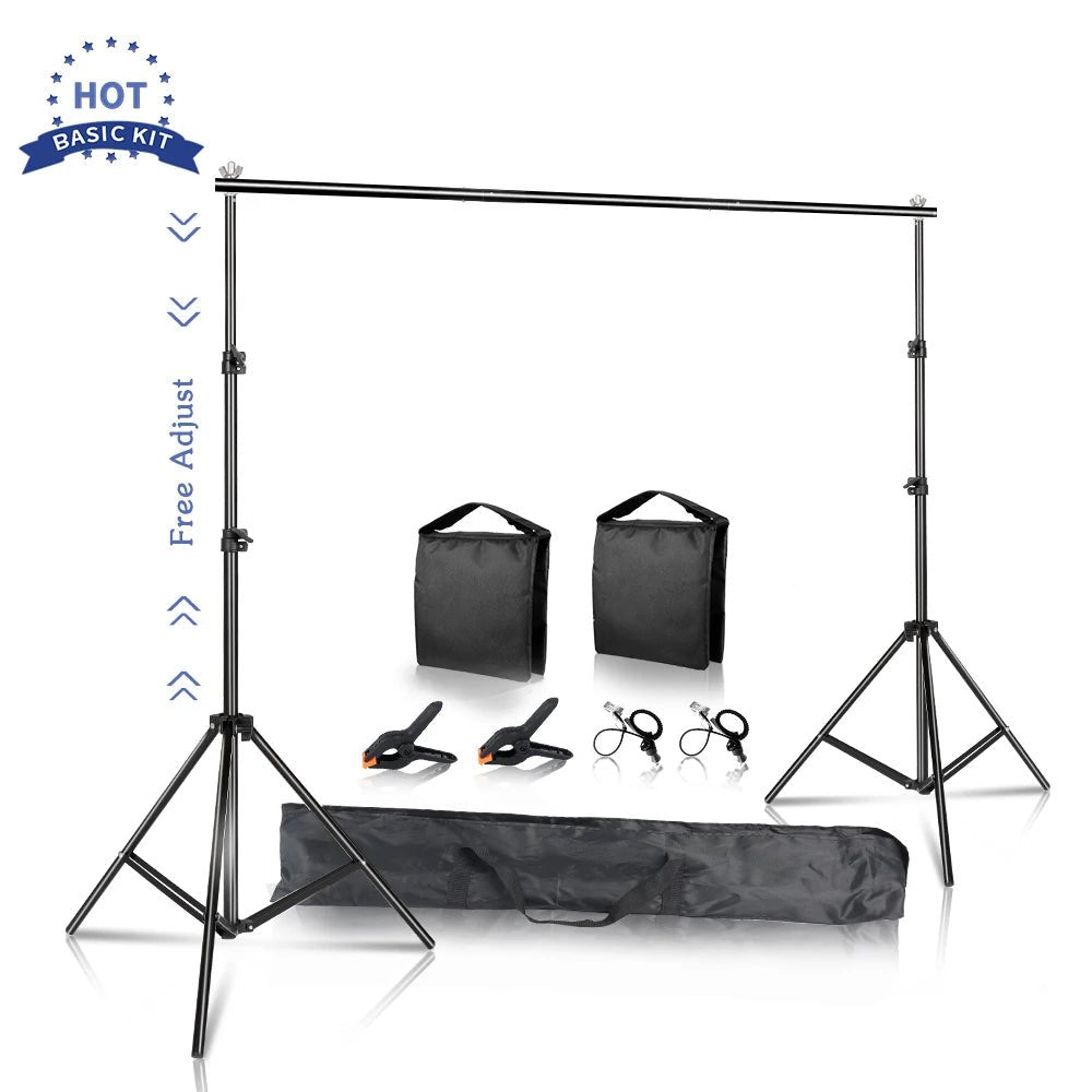 Photography Backdrop Stand Photo Studio Background Backdrops Chromakey Green Screen Support System Frame Carry Bag Light Kits - Tropical Treasures LTD