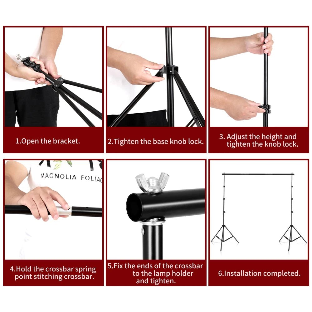 Photography Backdrop Stand Photo Studio Background Backdrops Chromakey Green Screen Support System Frame Carry Bag Light Kits - Tropical Treasures LTD